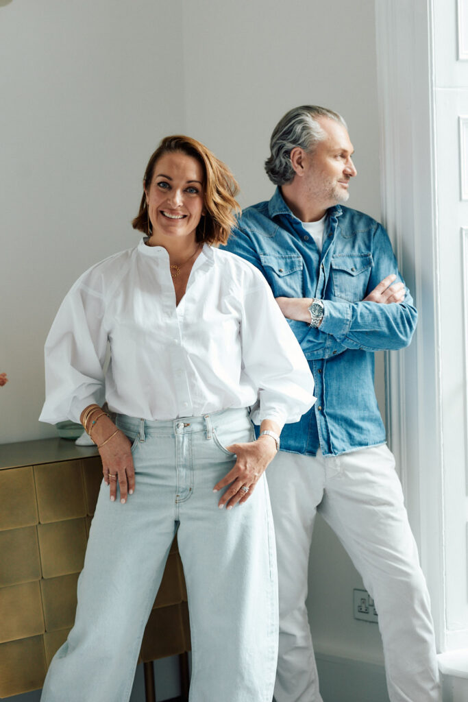 porter and jones designers standing in a white room