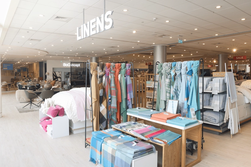 homeware section with linen goods of arnotts shop dublin